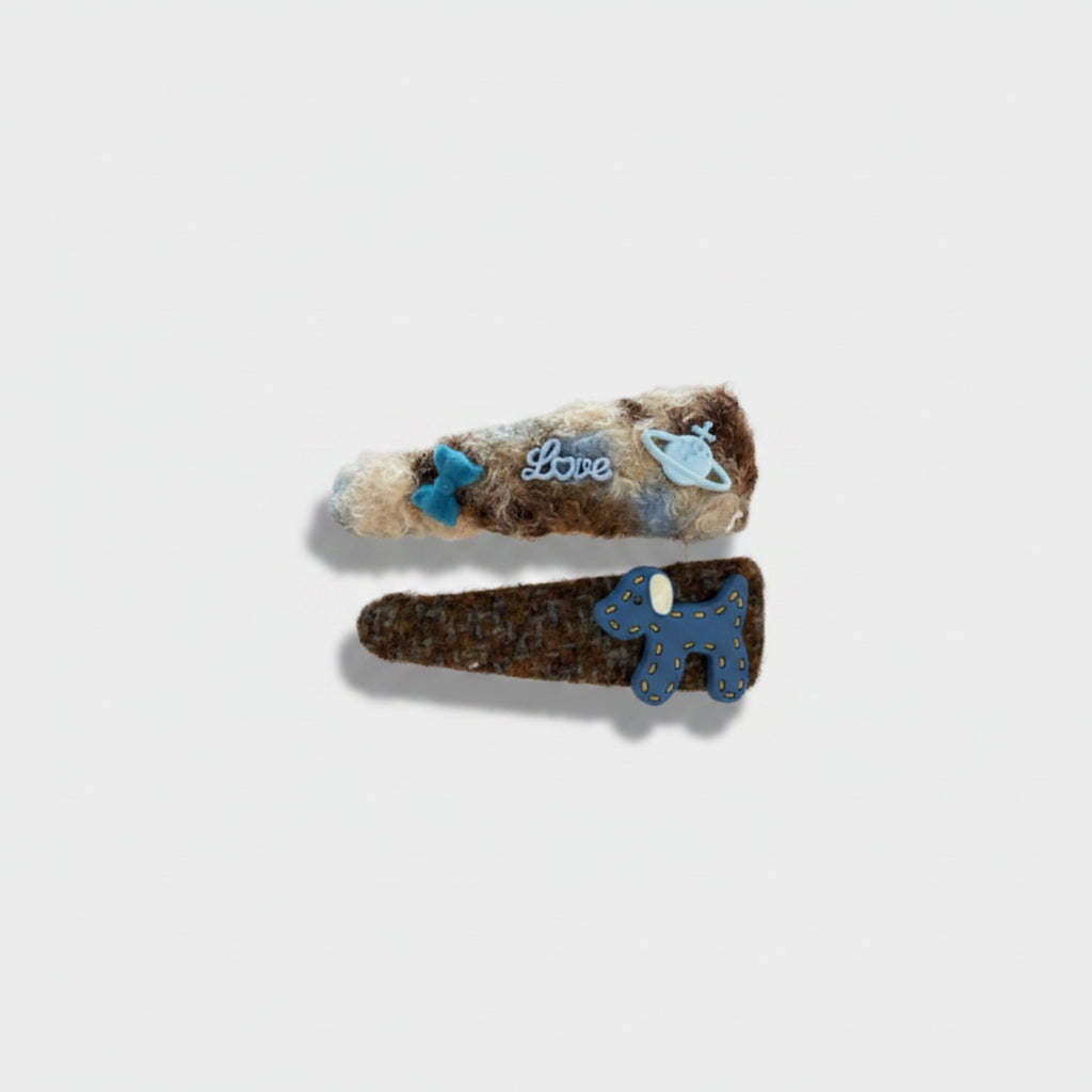 Celestial Puppy Hair Clip Set Blue