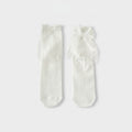 White Bow Knit Crew Socks