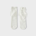 White Bow Knit Crew Socks