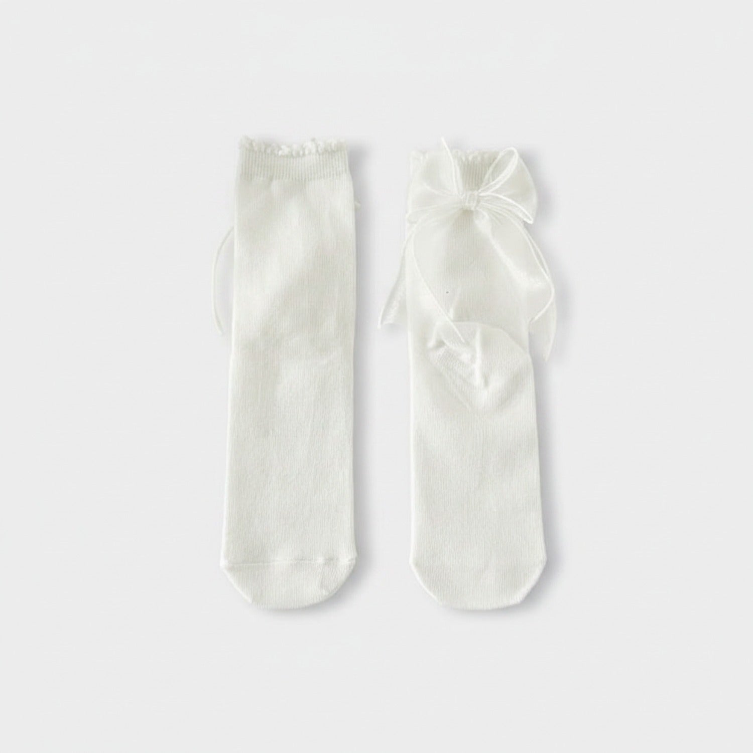 White Bow Knit Crew Socks