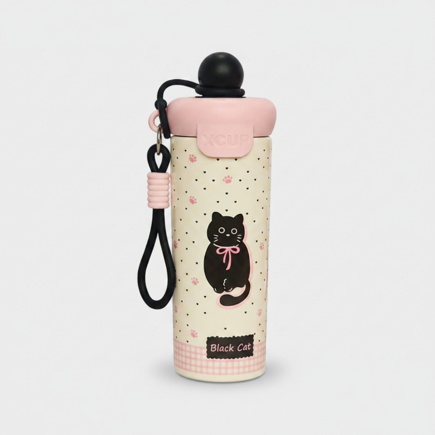 Black Cat Insulated Water Bottle With Charm