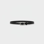 Black Leather Belt Rhinestone Buckle