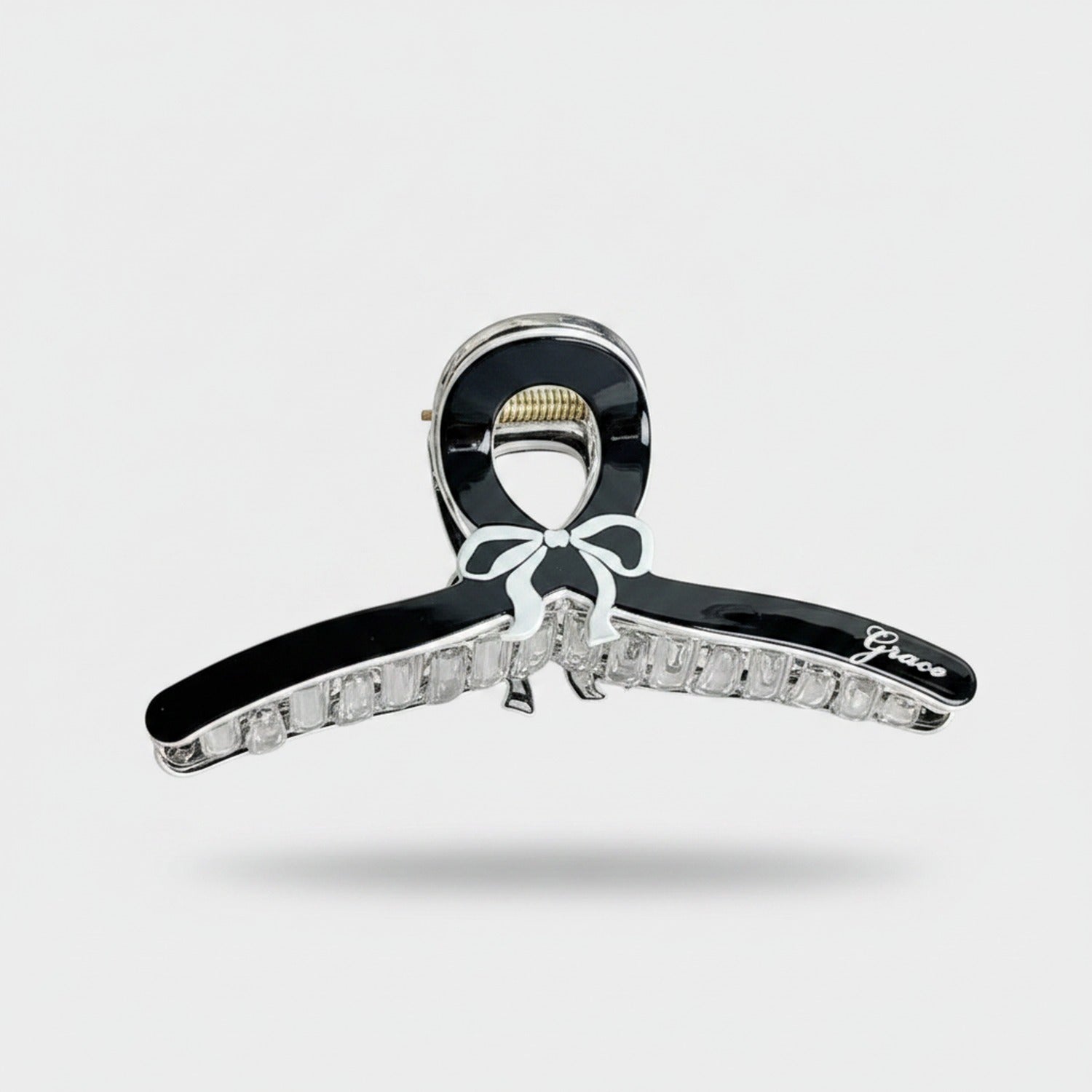 Black Rhinestone Bow Hair Claw Clip