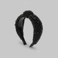 Black Beaded Padded Headband Knot