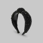 Black Beaded Padded Headband Knot