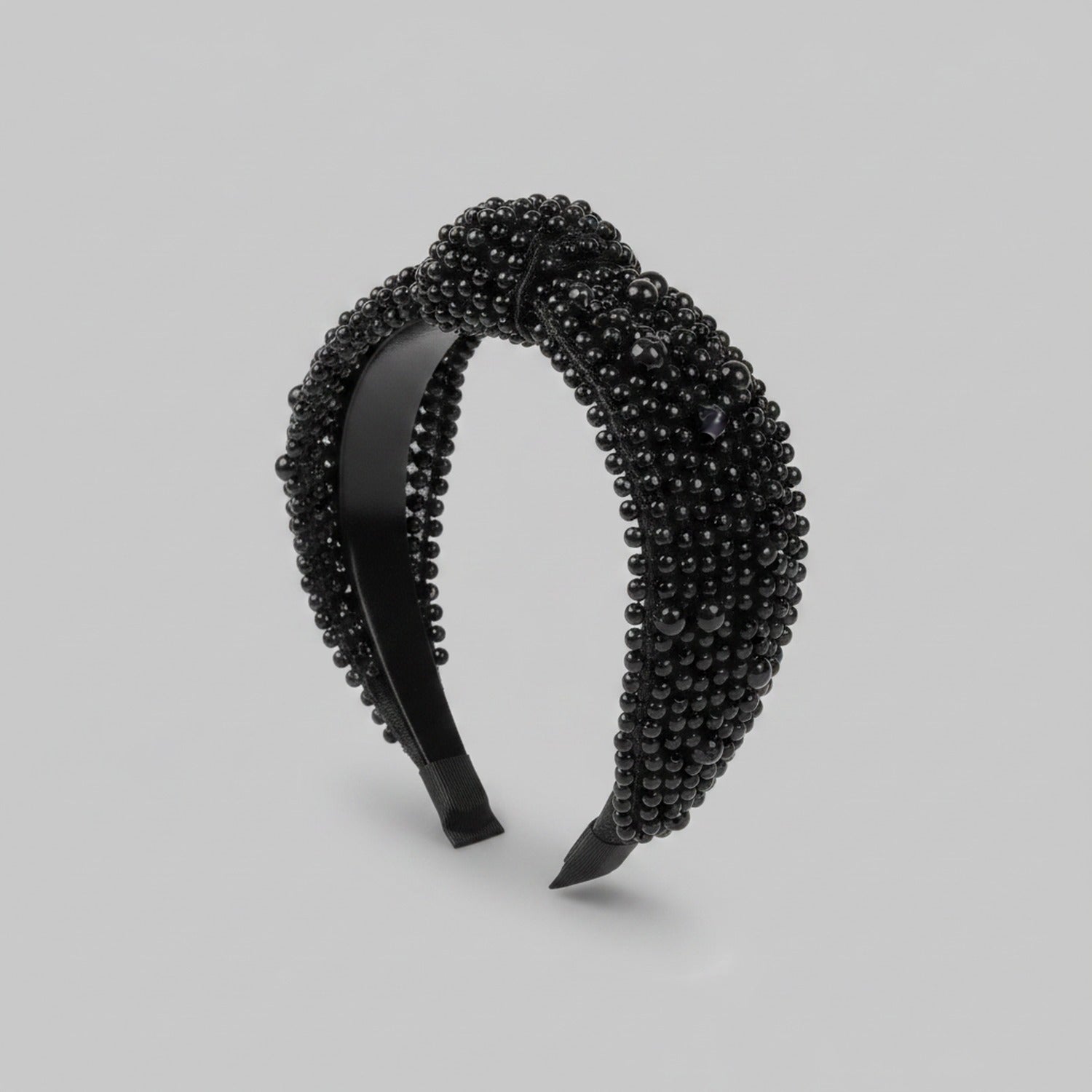 Black Beaded Padded Headband Knot