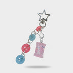 Acrylic Keyring With Star Charm And Button Accents