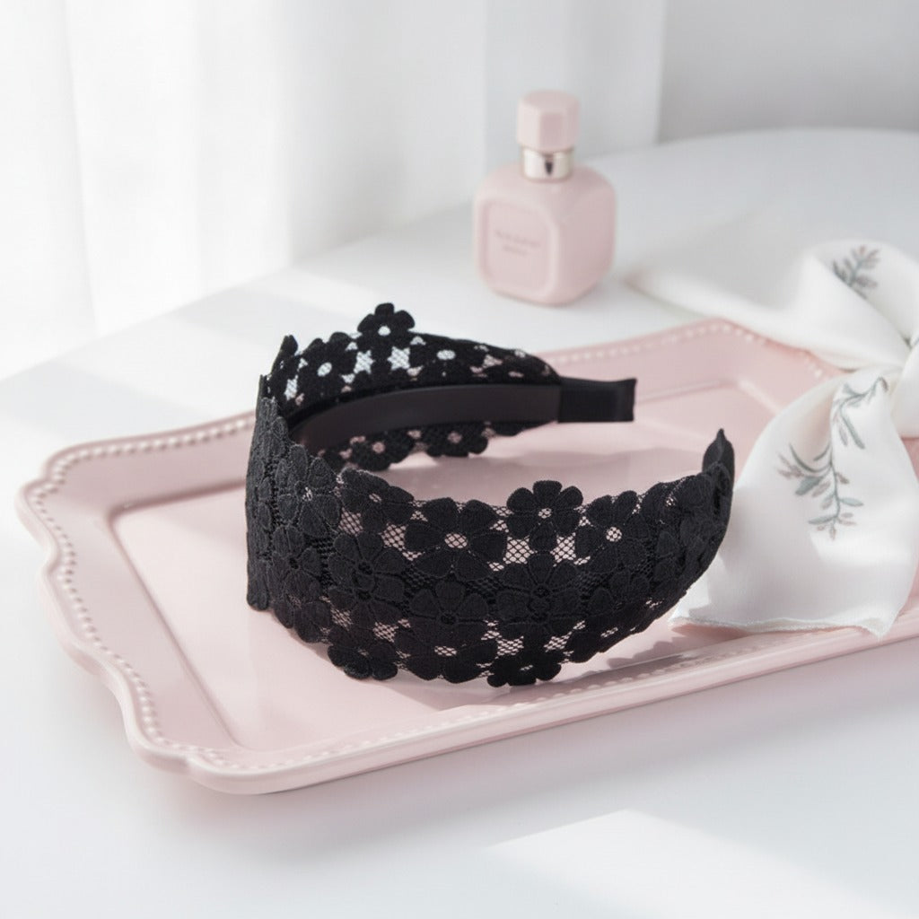 Lace Padded Headband - Black