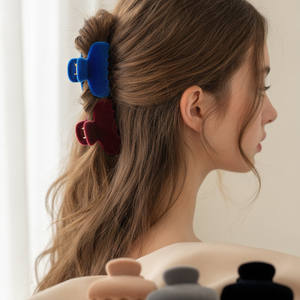 Fuzzy Bear Claw Hair Clip Set Charcoal