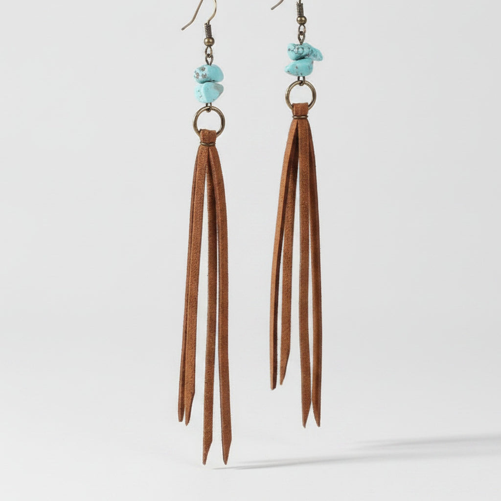 Turquoise Tassel Fringe Earrings