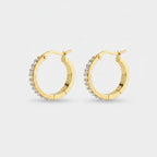 Crystal Pave Gold Hoop Earrings Gold