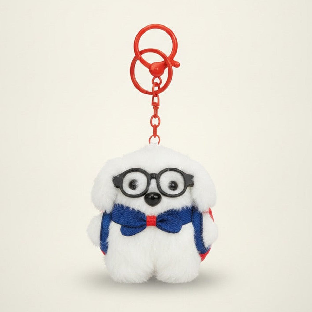 Fluffy Dog Keychain with Glasses – novelty & toys (view 1)
