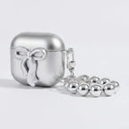 Bow Pearl Charm Airbuds Case - Silver (for AirPods 3)