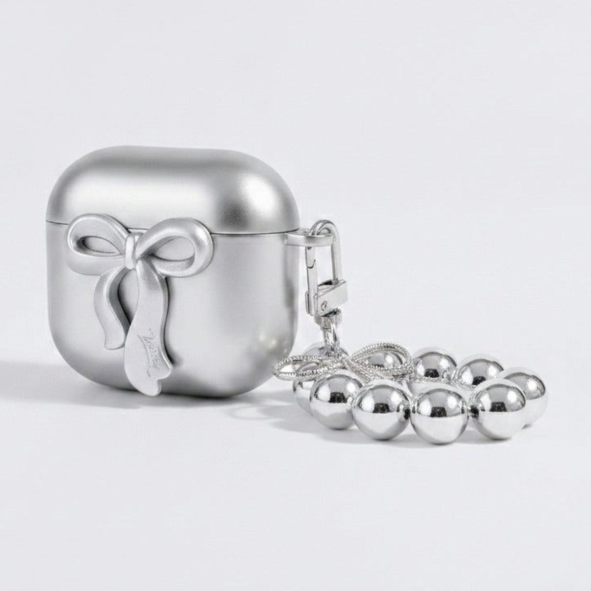 Bow Pearl Charm Airbuds Case - Silver (for AirPods 3)