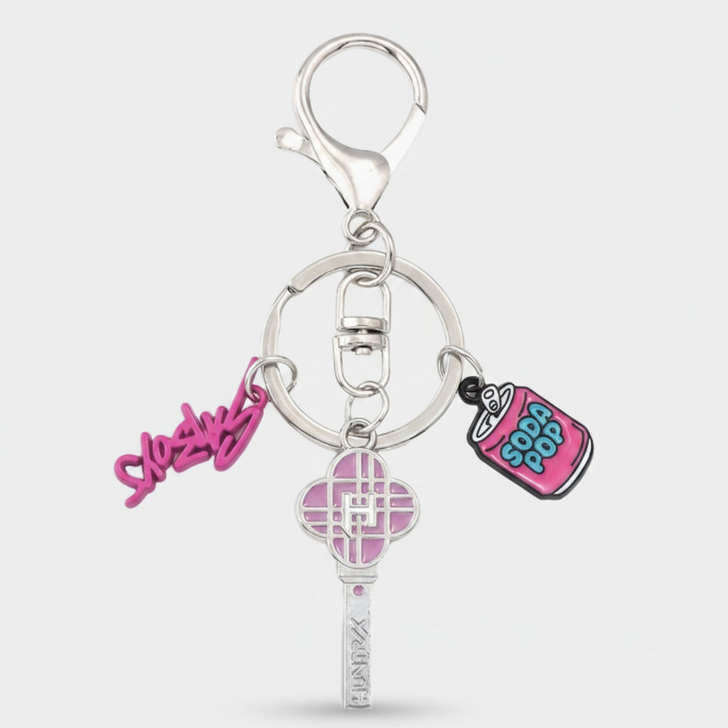 Acrylic Keyring Set With Pink Charm Charms