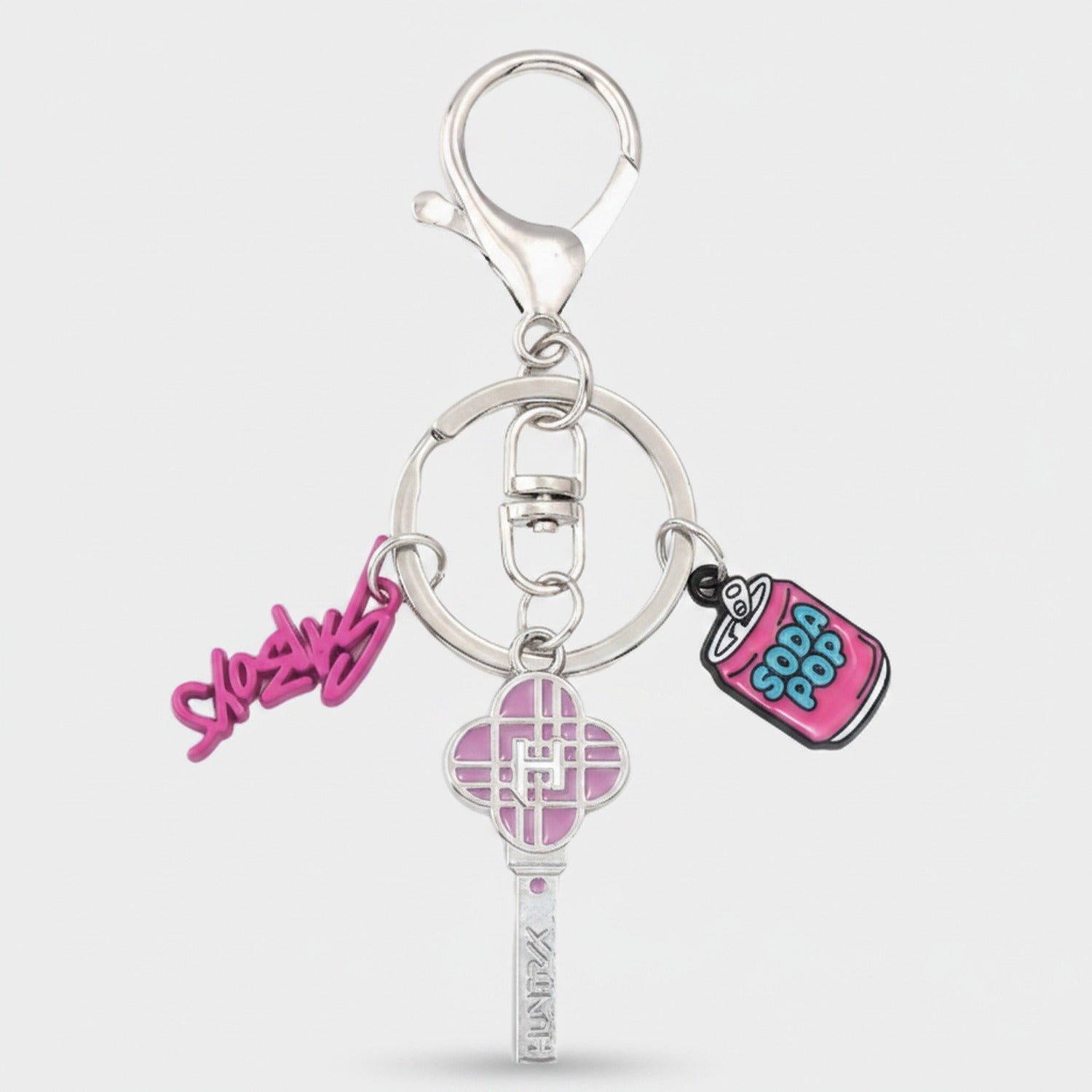 Acrylic Keyring Set With Pink Charm Charms