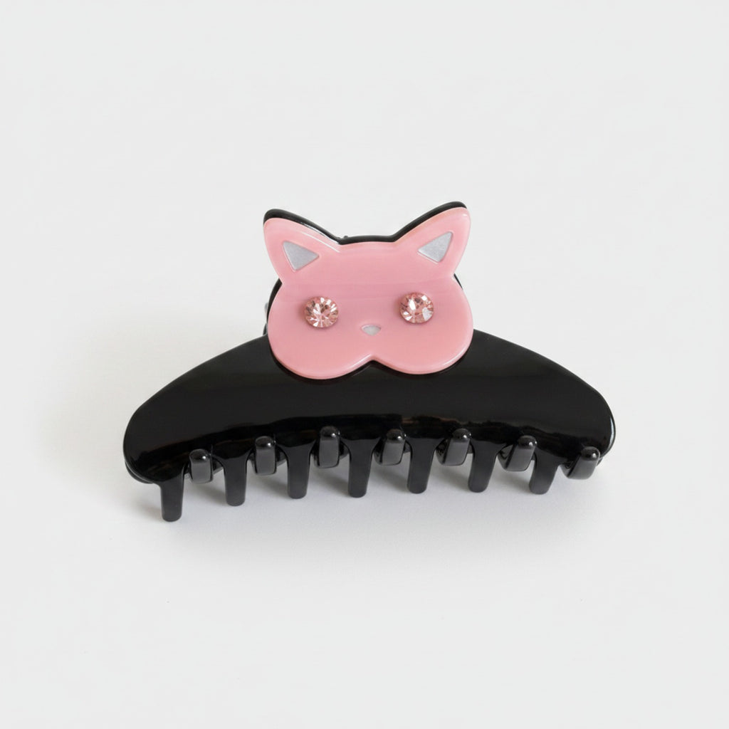 Pink Rhinestone Cat Hair Claw Clip