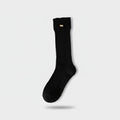 Black Ribbed Crew Socks With Gold Detail