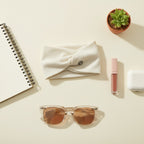 Ribbed Cream Knit Hairband With Charm