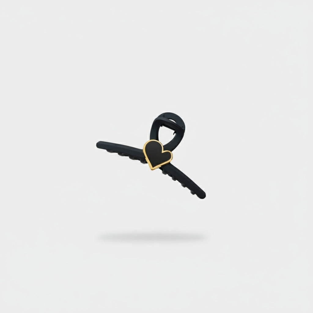 Black Heart Charm Hair Claw Clip