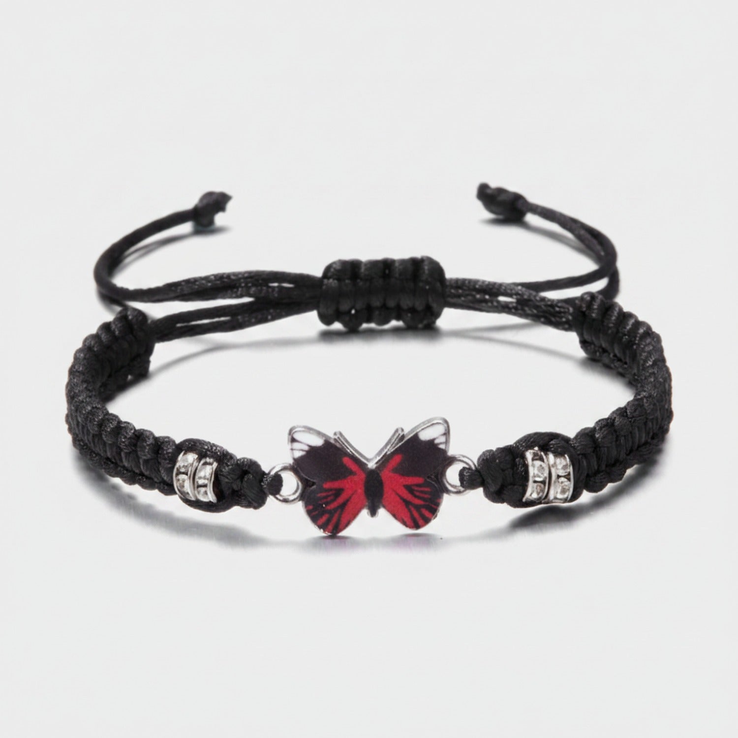 Pink Butterfly Charm Braided Friendship Bracelet
