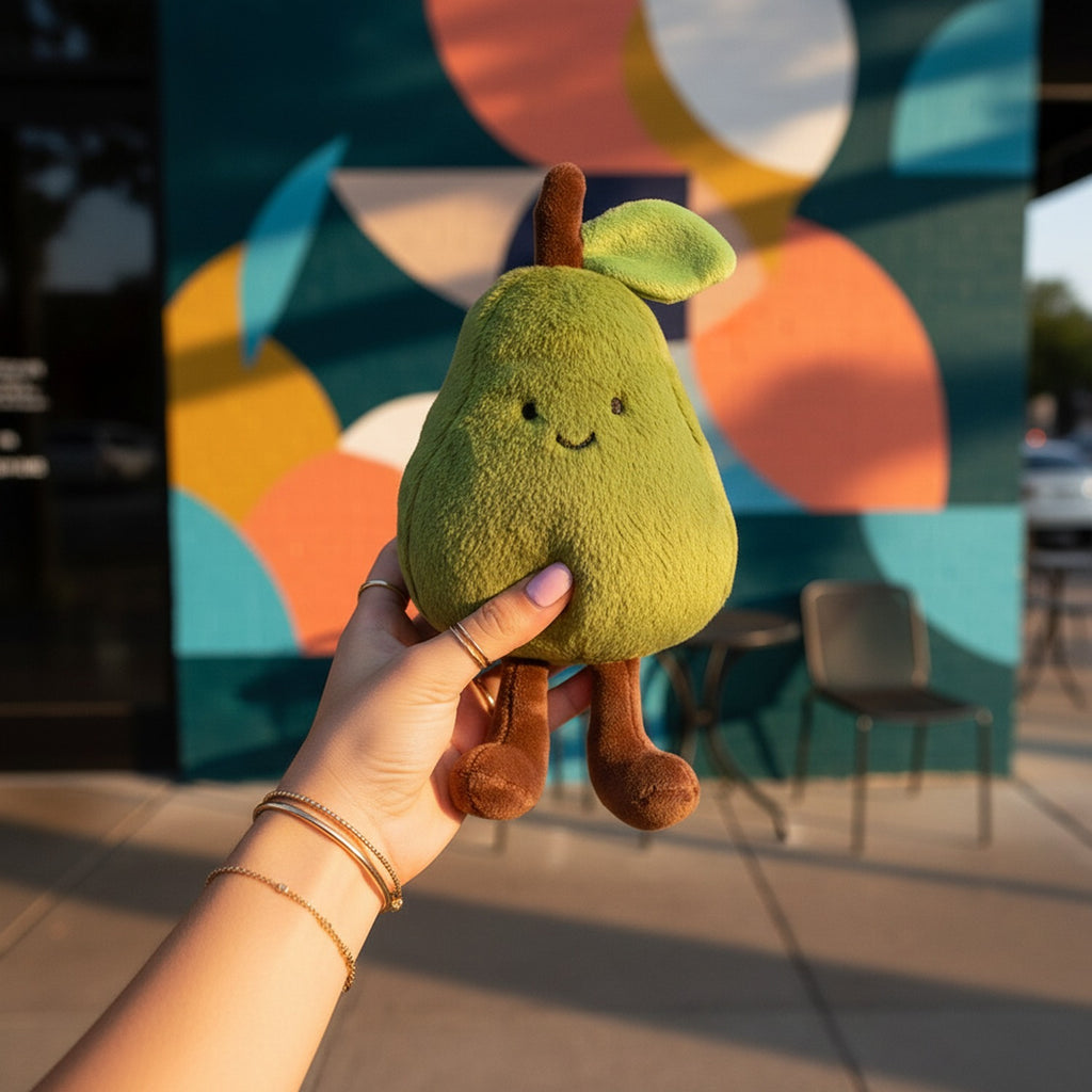 Cute Green Pear Plush Toy With Leaf