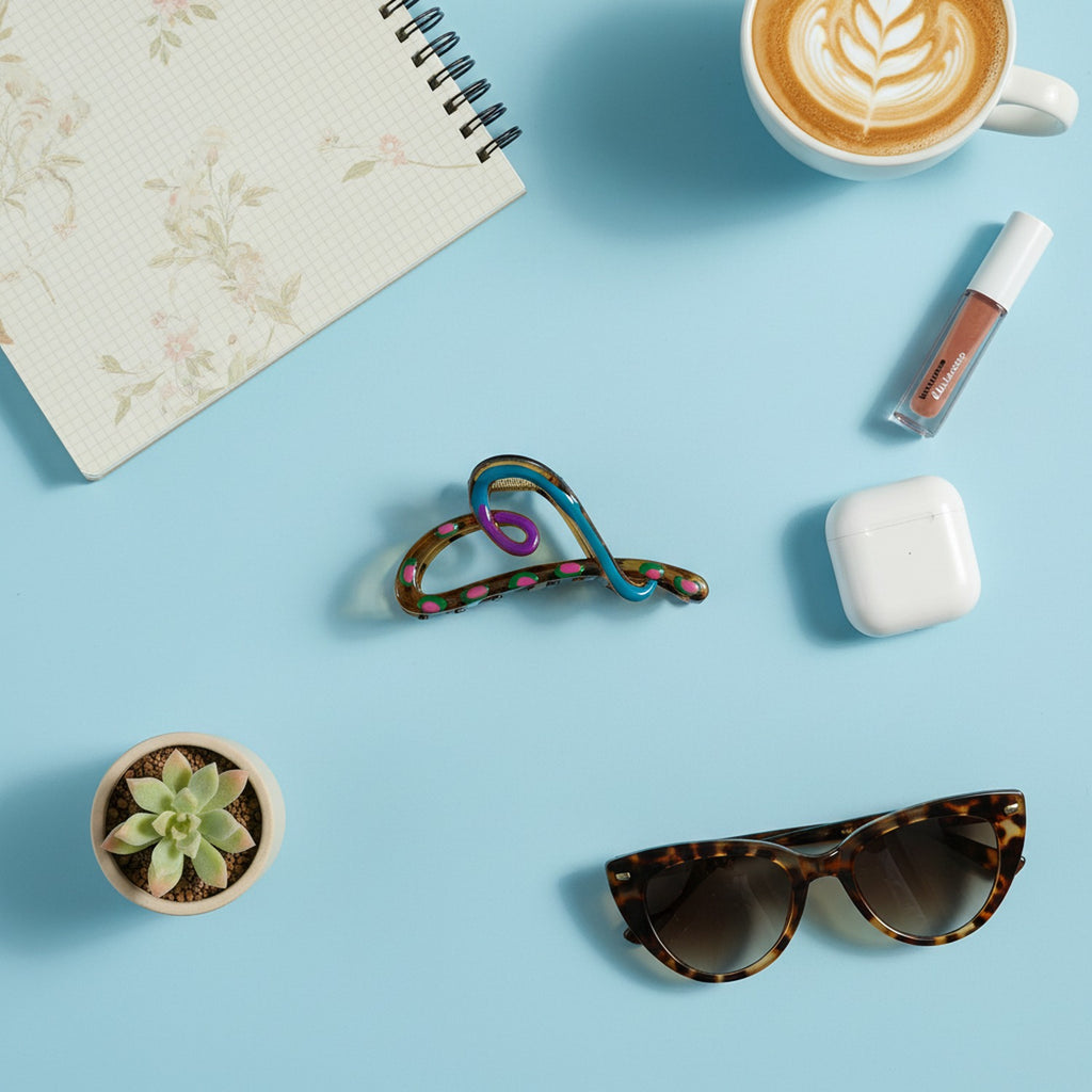 Colorful Rainbow Snake Hair Claw Clip