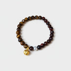 Tiger Eye Pearl Charm Beaded Bracelet
