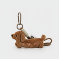 Fluffy Brown Dachshund Keychain With Bow Charms