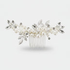 Pearl & Leaf Silver Hair Comb Silver Pearl