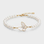 Pearl Beaded Butterfly Charm Bracelet Gold – jewelry (view 1)