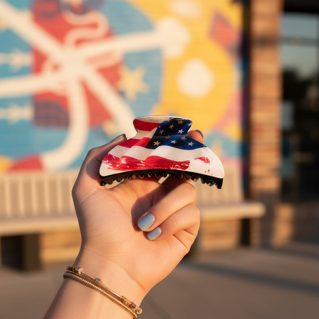 American Flag Stars Striped Hair Claw Clip