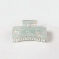 Iridescent Green Hair Claw With Ribbed Metal Base