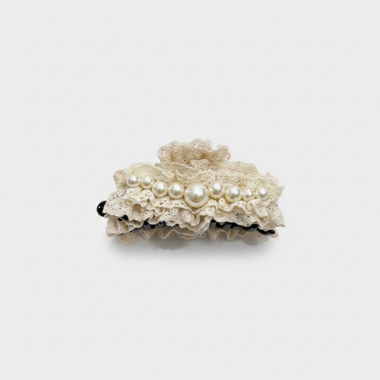 Cream Lace Pearl Hair Claw Clip
