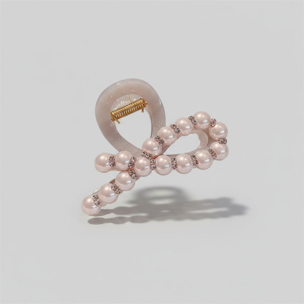 Pearl Beaded Rhinestone Hair Claw Clip