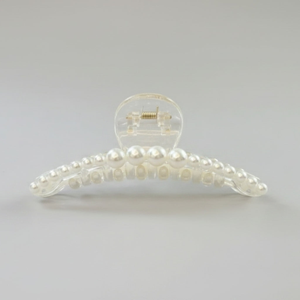 Pearl Beaded Clear Claw Hair Clip