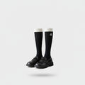 Black Knee High Socks With Cream Cuff