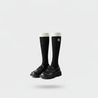 Black Knee High Socks With Cream Cuff