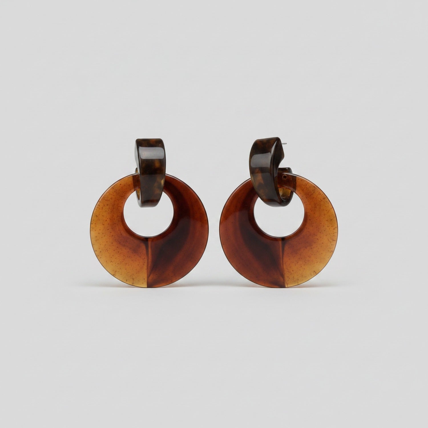 Tortoiseshell Resin Hoop Drop Earrings