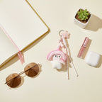 Pink Mushroom Plush Phone Charm With Ribbon Strap