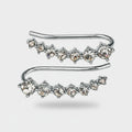 Silver Rhinestone Curved Ear Crawler Earrings