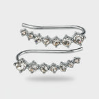 Silver Rhinestone Curved Ear Crawler Earrings