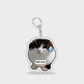 Sad Cat Acrylic Keyring Charm with Teardrop