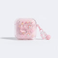 3D Flower AirPods Case with Beaded Charm - Pink Bunny House (for AirPods 4)