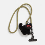 Black Fuzzy Cat Phone Charm Strap – tech (view 1)