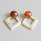 Tortoiseshell Resin Hoop Drop Earrings - Jianyou Accessories 2 – jewelry (view 1)