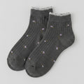 Dark Gray Ribbed Lace Ankle Socks – apparel accessories (view 1)