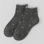Dark Gray Ribbed Lace Ankle Socks – apparel accessories (view 1)