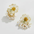 Daisy Natural Dried Flower S925 Silver Needle Earrings - White – jewelry (view 1)