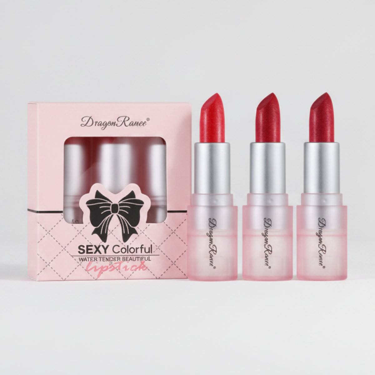 Red Lipstick Set With Bow Charm – Korean beauty tool (view 1)